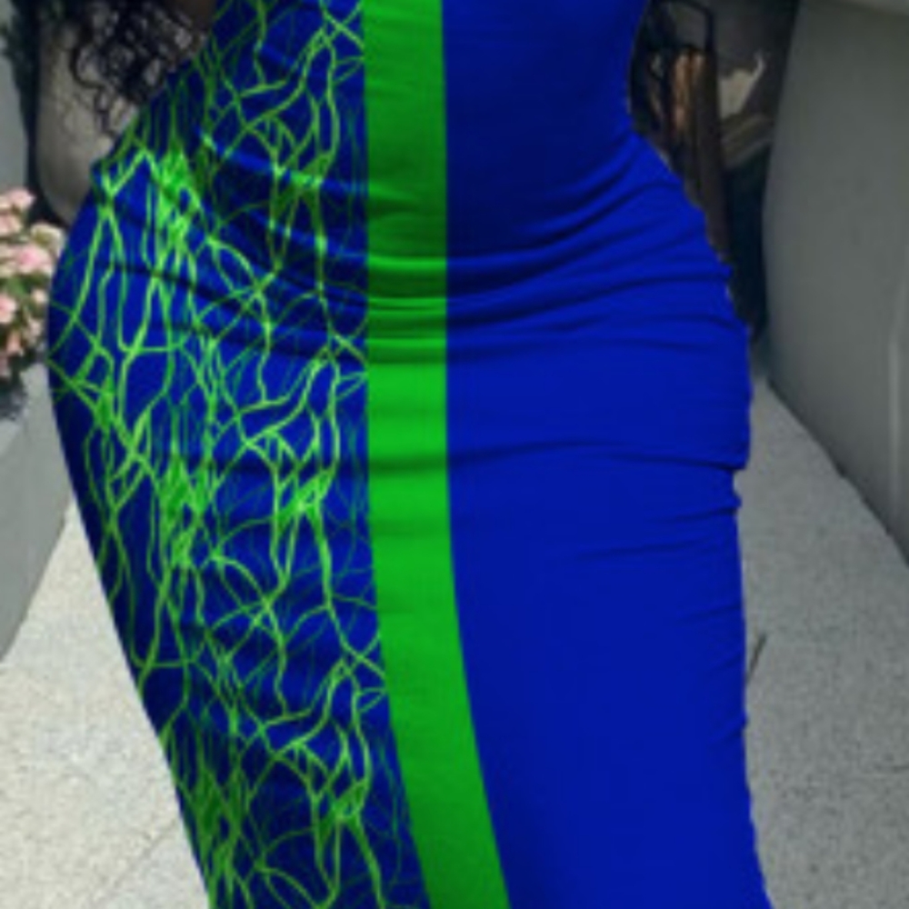 Vibrant blue and green summer dress in sz xl